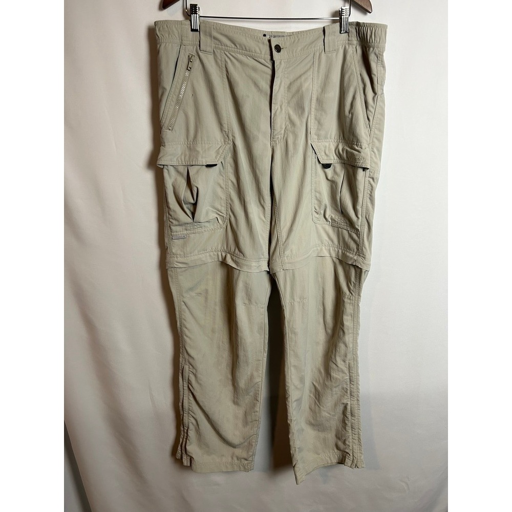 Columbia Titanium Cargo Convertible Pant Men 40x34 Tan Zip Off Hiking Outdoor
